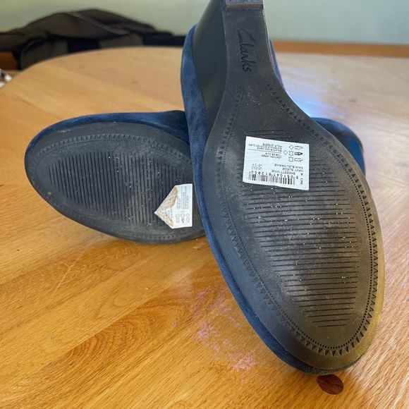 Clarks blue velvet slip on wedge - Picture 4 of 6